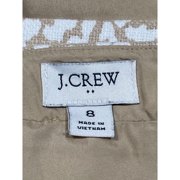 J.Crew Leopard Print Basketweave Lined Pencil Skirt Tan Cream Size 8 - Picture 3 of 7